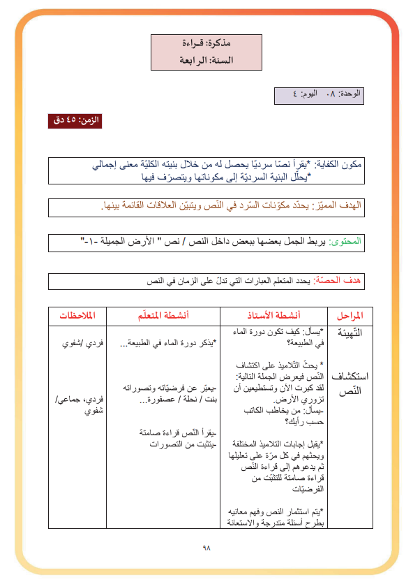 مذكرات المعلم السنة الرابعة – Image 3
