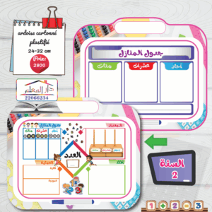 ardoise cartonné plastifié 2éme année